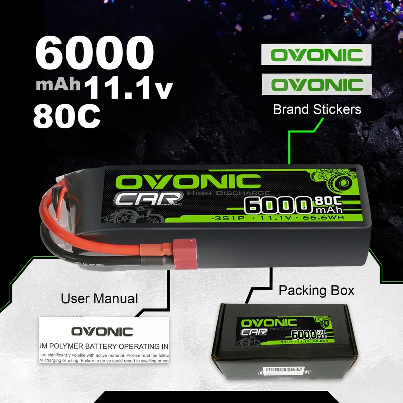 Ovonic Car 3S Lipo Akku 6000mAh 3S1P 80C 11,1V RC Lipo Akku mit Deans T Stecker