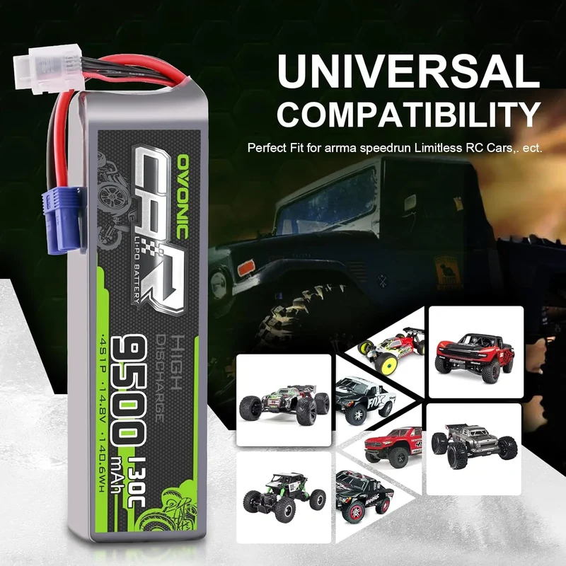 Ovonic Car 4S 9500mAh 130C 14,8V Lipo Akku mit EC5 Stecker (2 Stück)