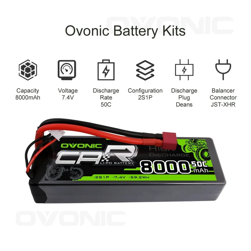 Ovonic Car 2S 8000mAh 7,4V 50C Hardcase LiPo Akkupack mit Deans-Stecker