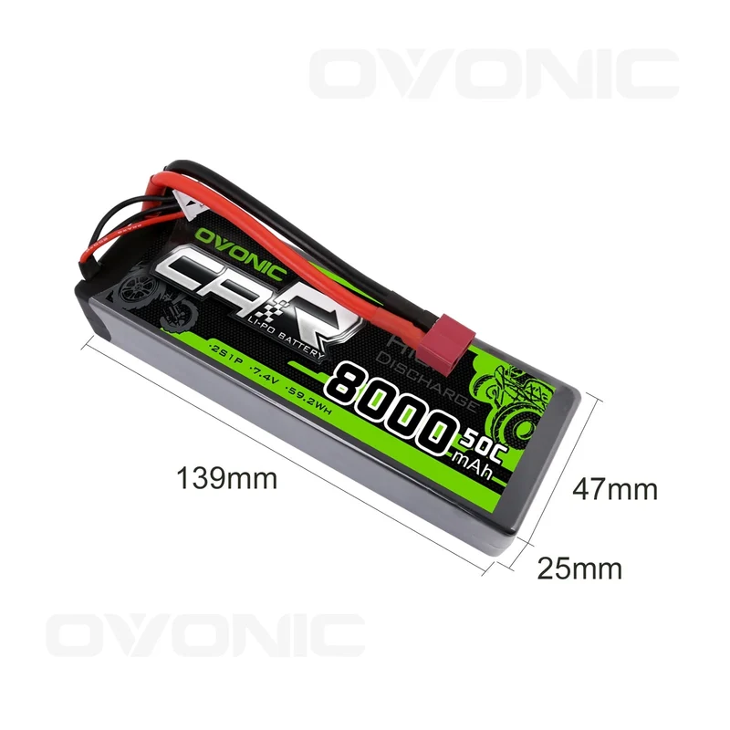 Ovonic Car 2S 8000mAh 7,4V 50C Hardcase LiPo Akkupack mit Deans-Stecker