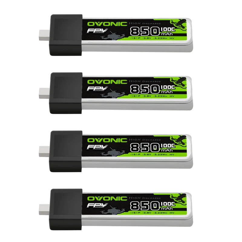 OVONIC FPV 1S 850mAh Lipo Akku 1S1P 100C 3,8V LiHV LiPo-Akku mit BT2.0-Stecker (4 Stück)