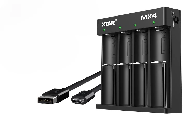 Xtar MX4 Universelles Ladegerät 1,5V 3,6V 3,7V Li-Ion 3,2V LiFePO4 1,2V Ni-MH Akkus