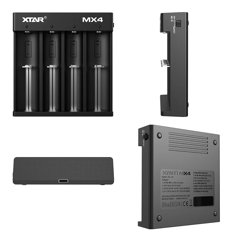 Xtar MX4 Universelles Ladegerät 1,5V 3,6V 3,7V Li-Ion 3,2V LiFePO4 1,2V Ni-MH Akkus