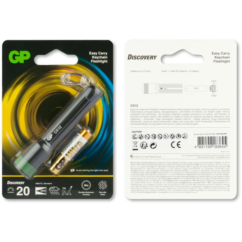Taschenlampe GP CK12 20lumen inkl. 1x AAA 1,5V Batterie Schwarz