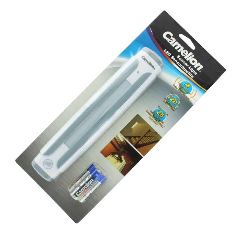 AccuCell LED Sensorleuchte mit bis zu 25 Stunden Dauerlicht, inklusive 3 AA Mignon Batterien
