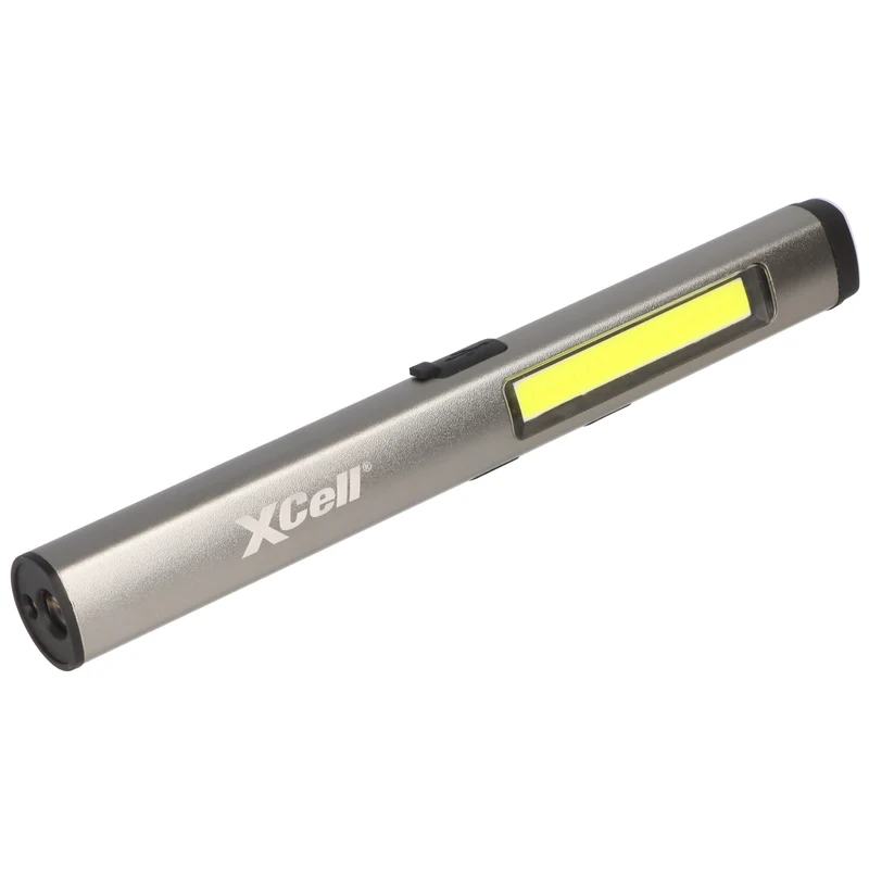 Xcell LED Taschenlampe mit zusätzlichem UV- und Laserlicht sowie seitlicher LED-Lichtleiste, magnetischer Clip, integrierter Akku sowie USB-C Ladefunktion