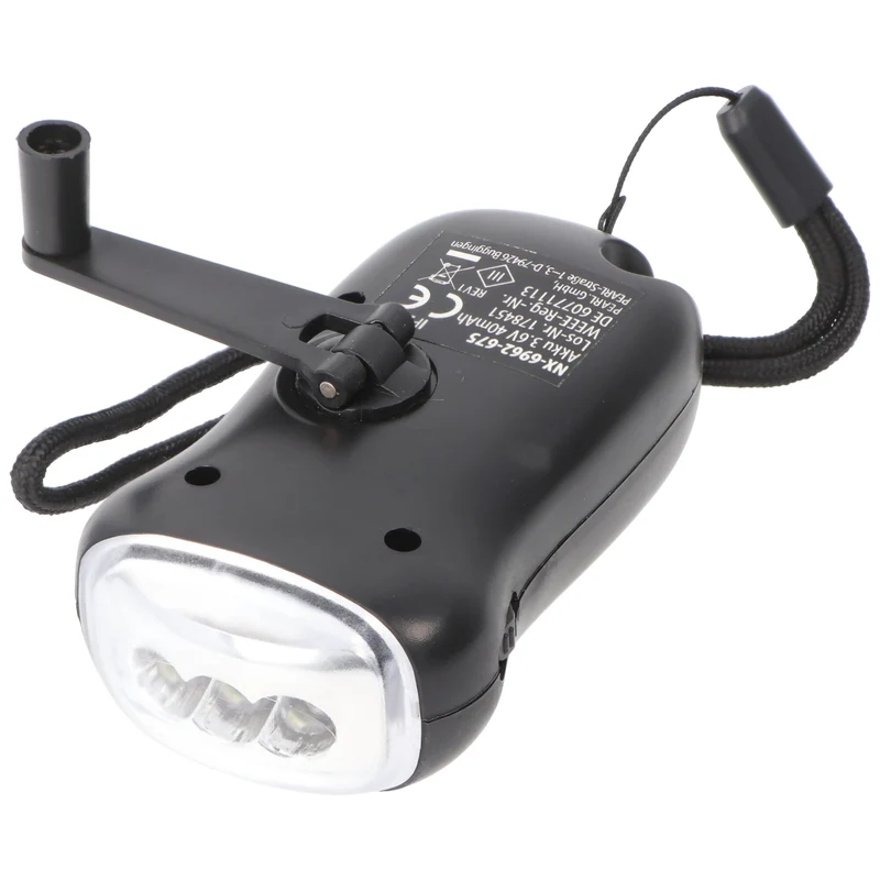 AccuCell Dynamo Taschenlampe mit 3 LED, mit Ladekurbel, mit Solarladefunktion