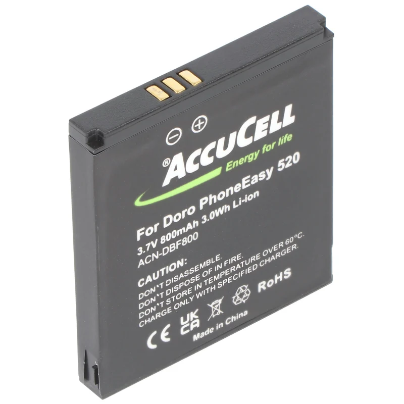 AccuCell Akku für Doro PhoneEasy 520 Akku DBF-800A, DBF-800B, DBF-800C, DBF-800D, DBF-800E 43,7x39,6x5,5mm