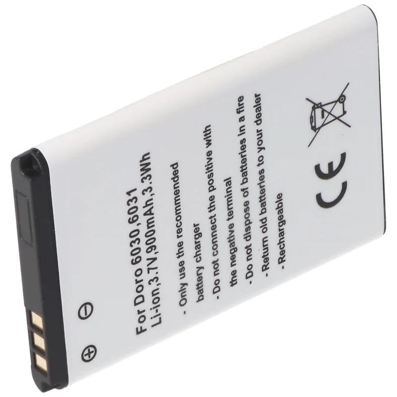 AccuCell Akku passend für Doro 6030, 6031, Li-Ion, 3,7V, 900mAh, 3,3Wh