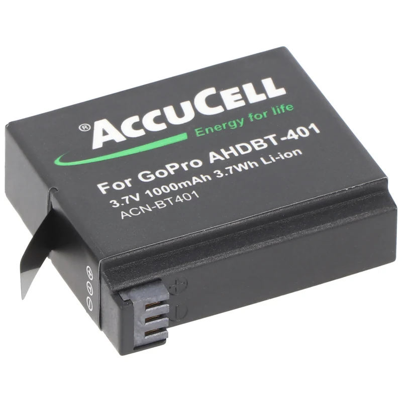 AccuCell Akku passend für GoPro Hero 4 Akku AHDBT-401, BT-401 mit 100mAh (kein original GoPro Artikel)