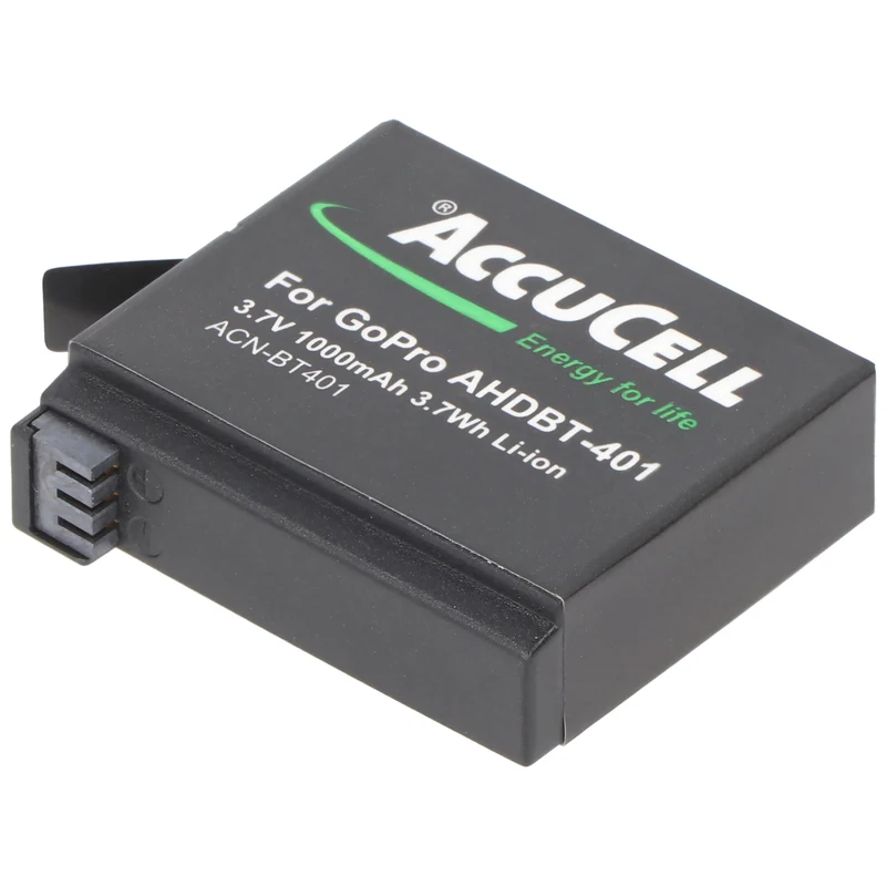 AccuCell Akku passend für GoPro Hero 4 Akku AHDBT-401, BT-401 mit 100mAh (kein original GoPro Artikel)