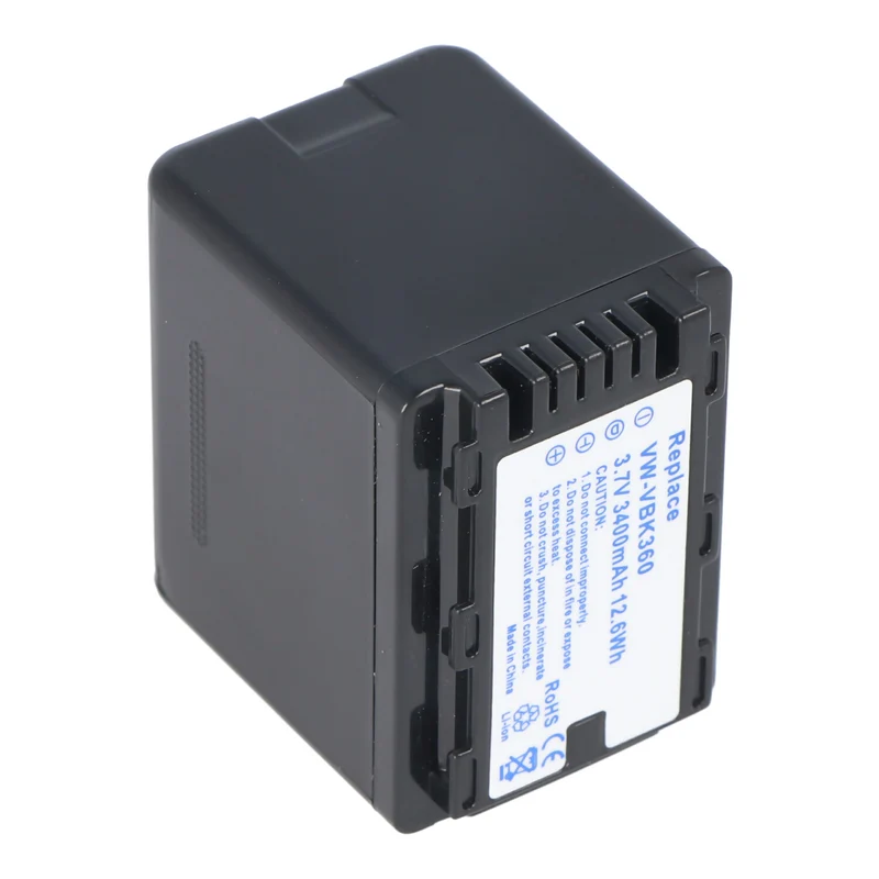 AccuCell Akku passend für Panasonic VW-VBK360, VW-VBK180 3,7 Volt 3400mAh
