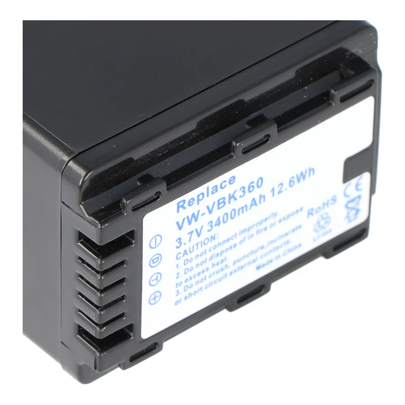 AccuCell Akku passend für Panasonic VW-VBK360, VW-VBK180 3,7 Volt 3400mAh