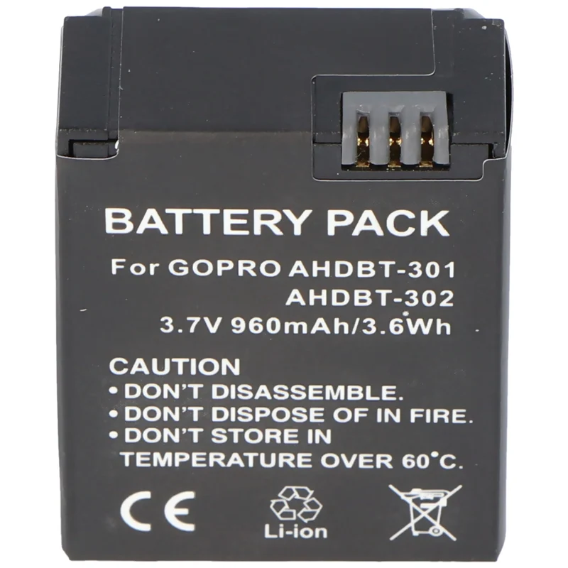 AccuCell Akku passend für Go Pro HD Hero 3, AHDBT-201, AHDBT-301