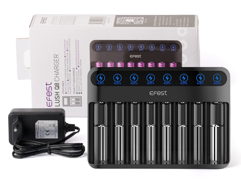 Efest Lush Q8 Ladegerät mit 8 Schächten für Lithium Ionen Akkus