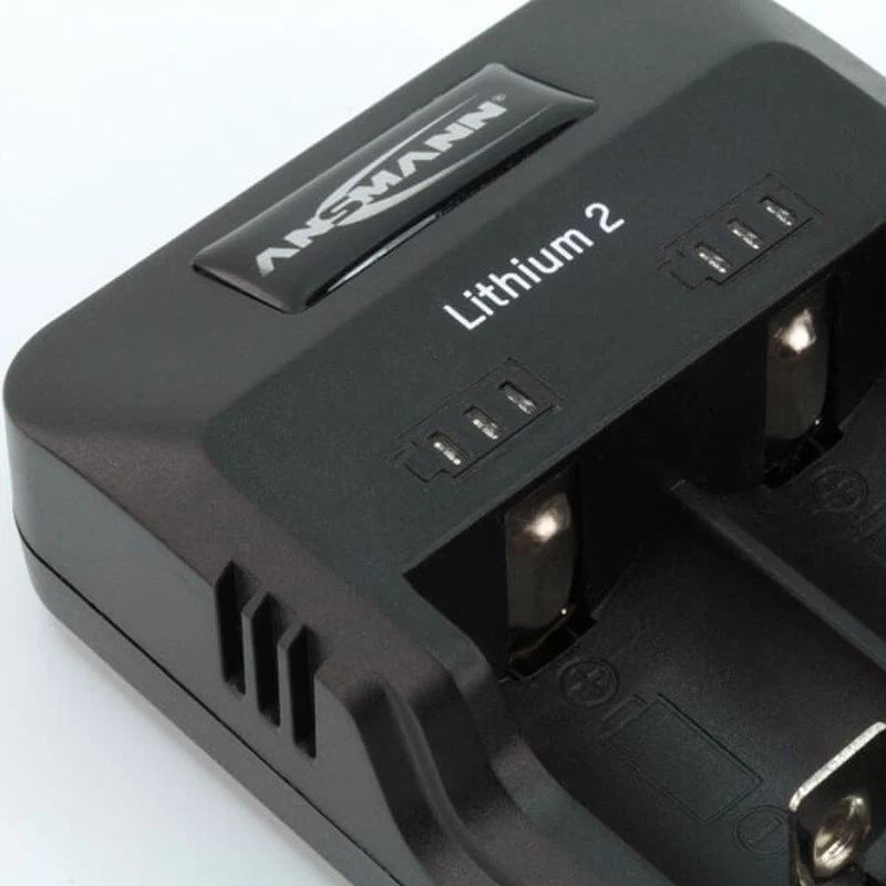 ANSMANN Lithium 2 Ladegerät für 1-2 Li-Ion Akku 3,6V, 3,7V mit LED-Ladestatusanzeigen, schwarz