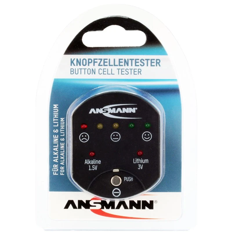 Ansmann Batterietester für Alkaline und Lithium Knopfzellen, der Knopfzellentester