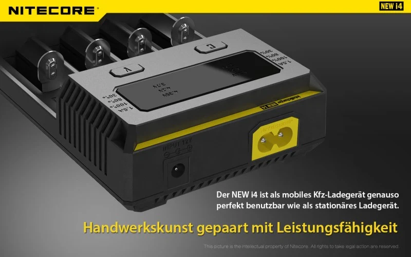 Nitecore Ladegerät Intellicharge NEW i4 mit 4 Ladeschächten NC-i4