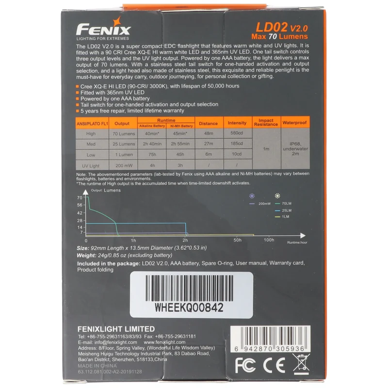 Fenix LD02 V2.0 Cree XQ-E HI LED und UV Licht Taschenlampe