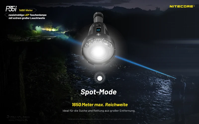 Nitecore P35i LEP-Taschenlampe, Leuchtweite bis zu 1650 Meter, 3000 Lumen, inklusive 21700 5000mAh Li-Ion Akku