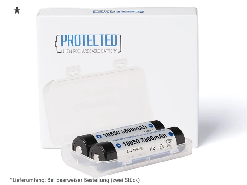 Keeppower 18650 - 3800mAh 3,6V - 3,7V Li-Ion-Akku geschützt (Pluspol erhöht) P1838C