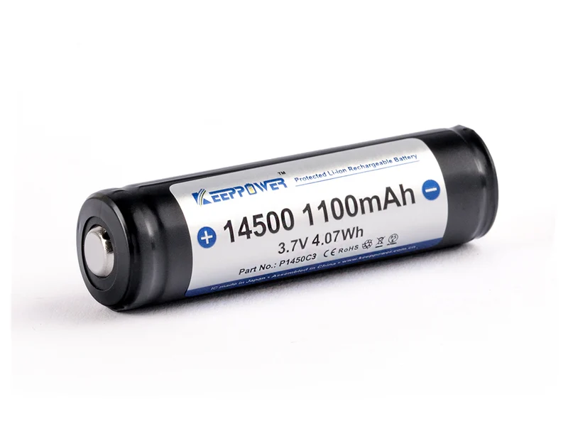 Keeppower 14500 - 1100 mAh, 3,6 - 3,7V Li-Ion-Akku PCB geschützt P1450C3