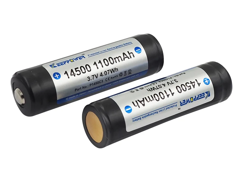 Keeppower 14500 - 1100 mAh, 3,6 - 3,7V Li-Ion-Akku PCB geschützt P1450C3