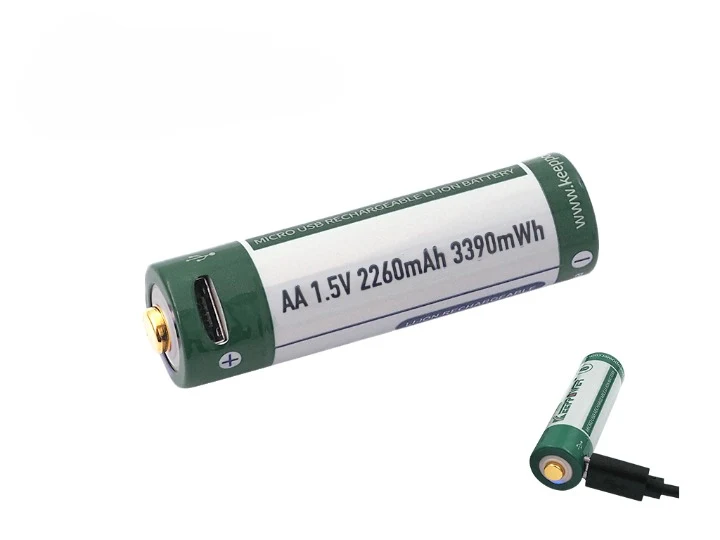 Keeppower AA 1,5V 3390mWh (ca. 2260mAh) Lithium-Ionen-Akku (Wiederaufladbar über micro USB)