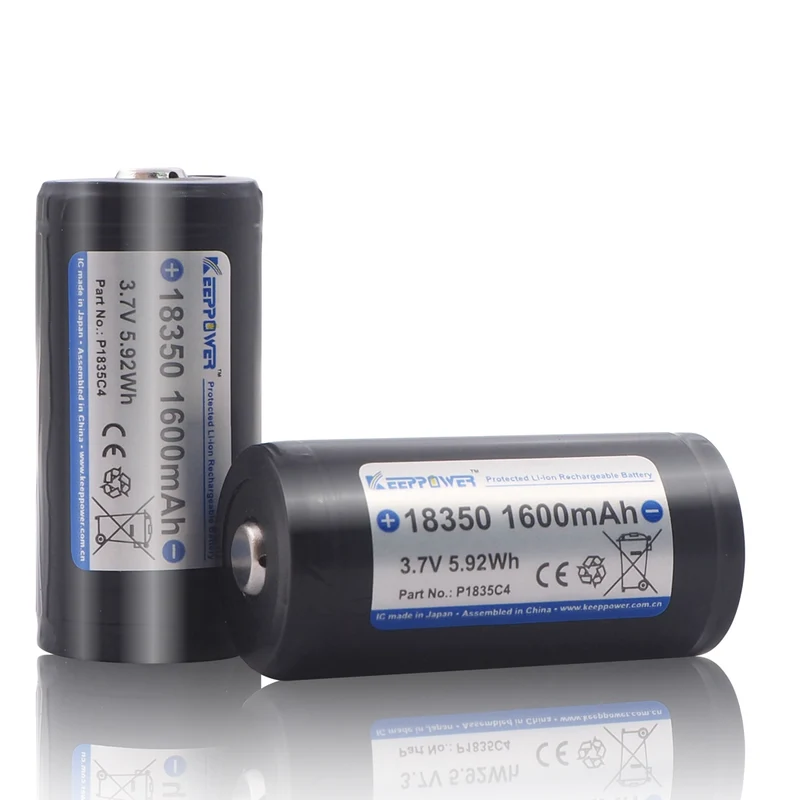 Keeppower 18350 - 1600mAh, 3,6V - 3,7V Li-Ionen-Akku PCB geschützt P1835C4