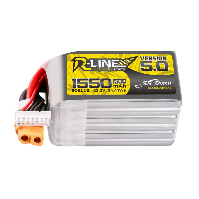 Tattu R-Line Version 5.0 6S 1550mAh 22,2V 150C 6S1P Lipo-Akkupack mit XT60-Stecker