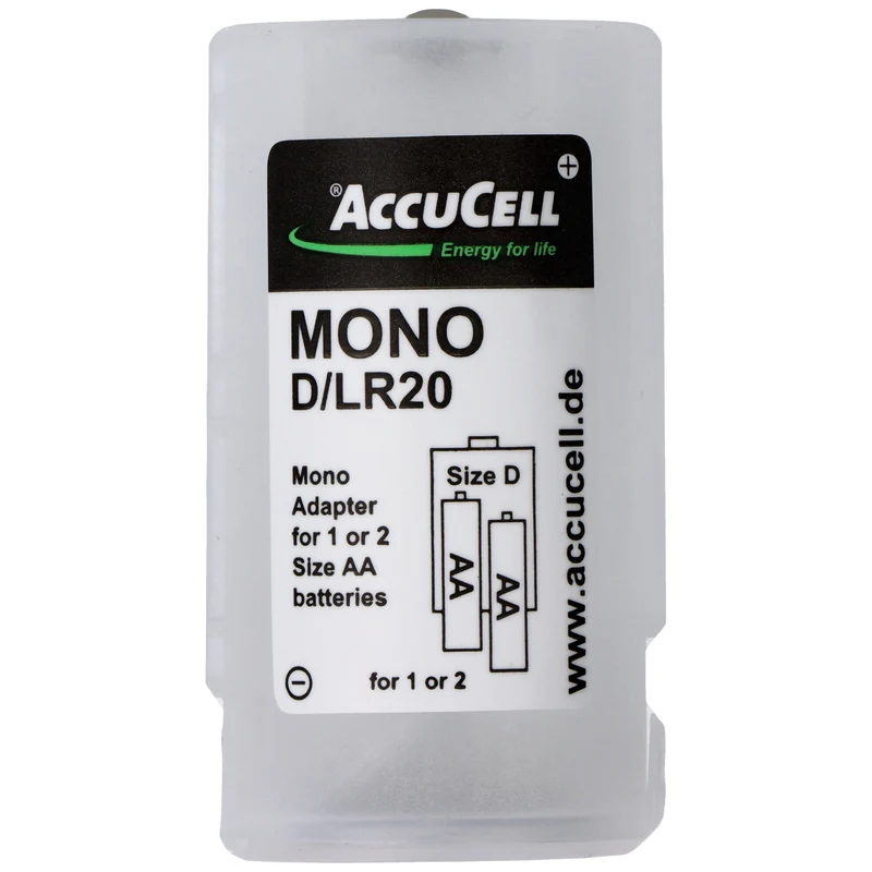 AccuCell Universal Mono D Adapter für 1 oder 2 Mignon AA Akku oder Batterien, 59,2x 32mm