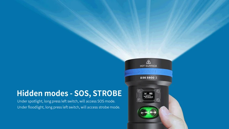 Xtar Tauchlampe D36-5800 II Set mit Ladegerät MC4S und 4x Li-Ion 18650-3500mAh Akkus