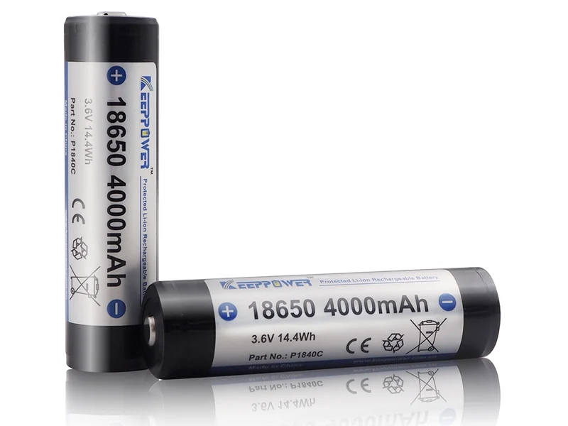Keeppower 18650 - 4000mAh 3,6V - 3,7V Li-Ion-Akku geschützt (Pluspol erhöht) P1840C
