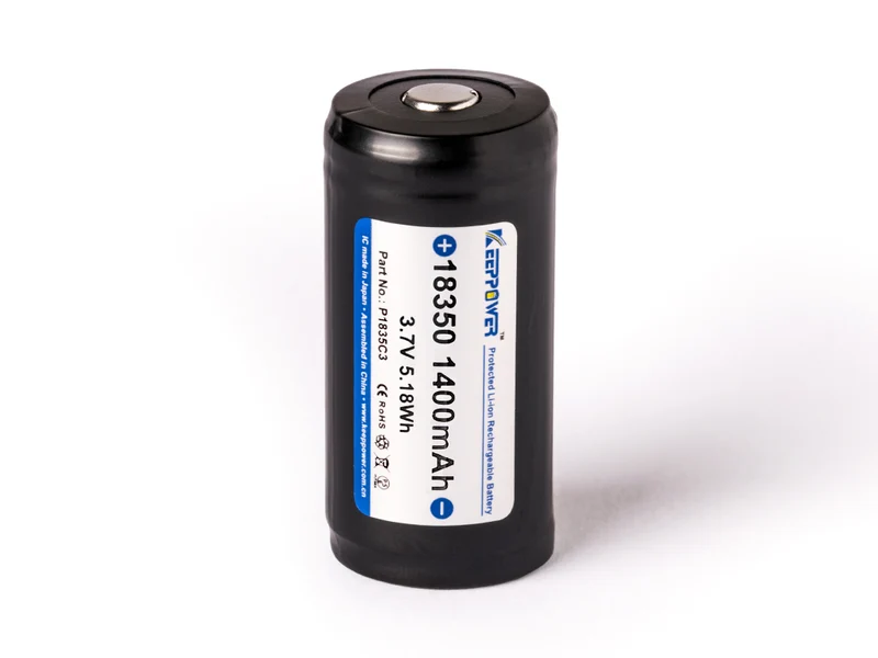 Keeppower 18350 - 1400mAh, 3,6V - 3,7V Li-Ionen-Akku PCB geschützt