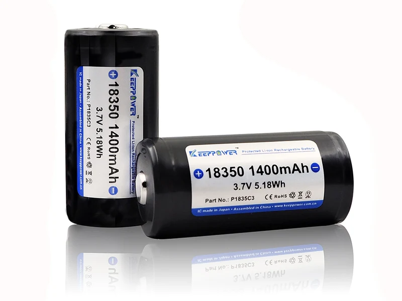 Keeppower 18350 - 1400mAh, 3,6V - 3,7V Li-Ionen-Akku PCB geschützt