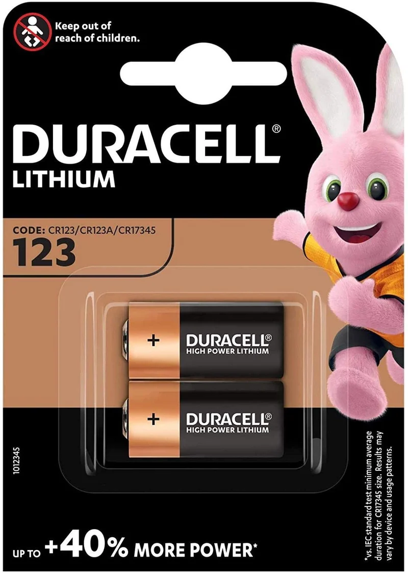 Duracell Lithium-Batterie 123, CR123, CR123A 3 Volt, 2er Blister