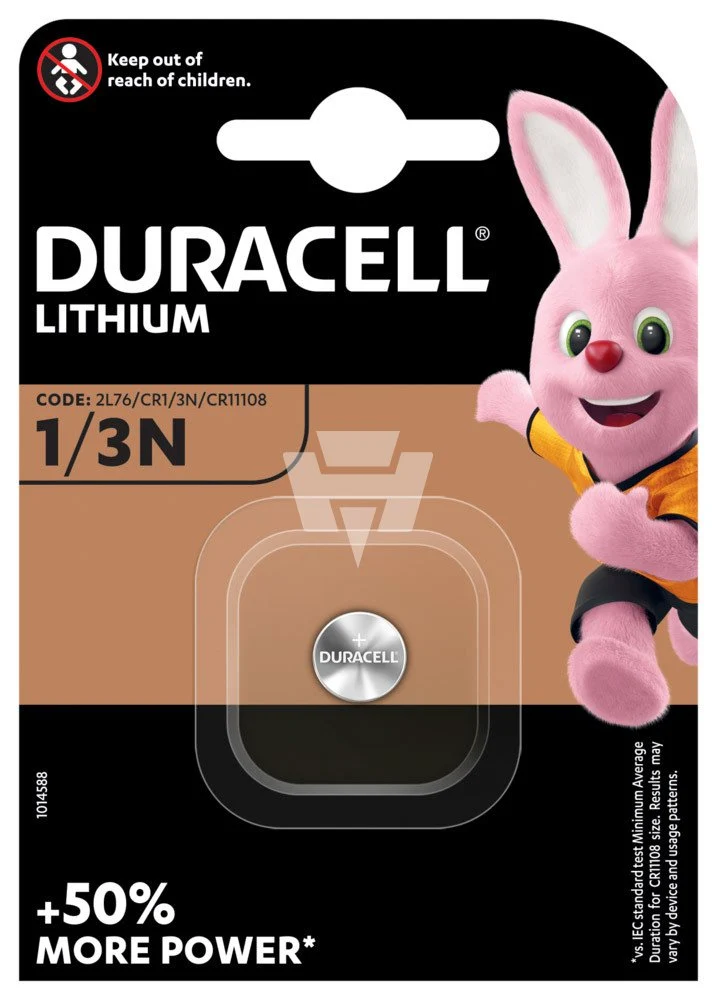 Duracell 3V Lithium-Batterie 1/3N - 2L76 - CR1 - 3N - CR11108 1er-Blister