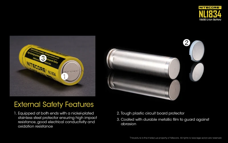 NiteCore Li-Ion-Akku 18650 - 3400mAh, 3,6V - 3,7V - NL1834