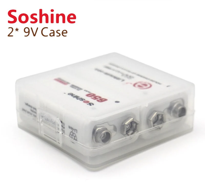 Soshine Aufbewahrungsbox für 1x bis 2x 9V Block 6LR61/AM-6 (6F22) Akkus oder Batterien
