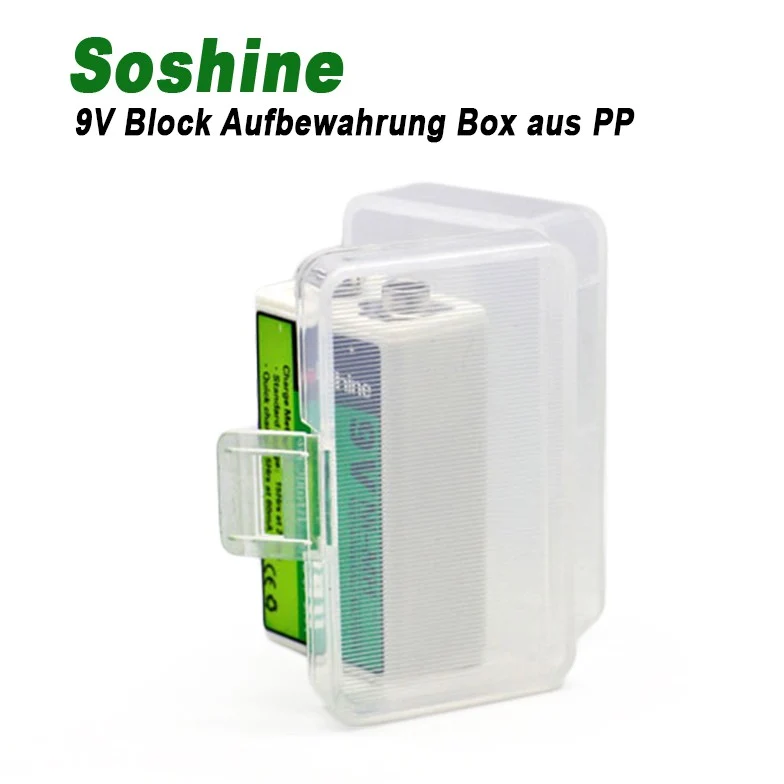 Soshine Aufbewahrungsbox für 9V Block 6LR61/AM-6 (6F22) Akkus oder Batterien6LR61 / AM-6 (6F22)
