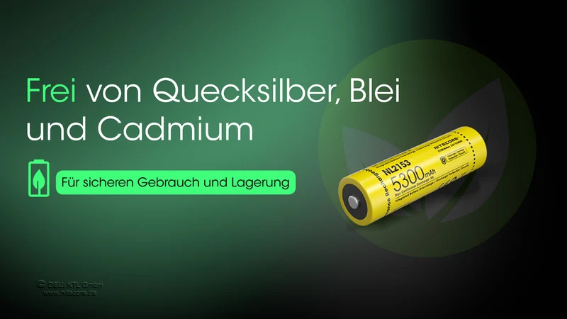 NiteCore 21700 NL2153 - 5300mAh, 8A, Li-Ionen 3,6V - PCB geschützt