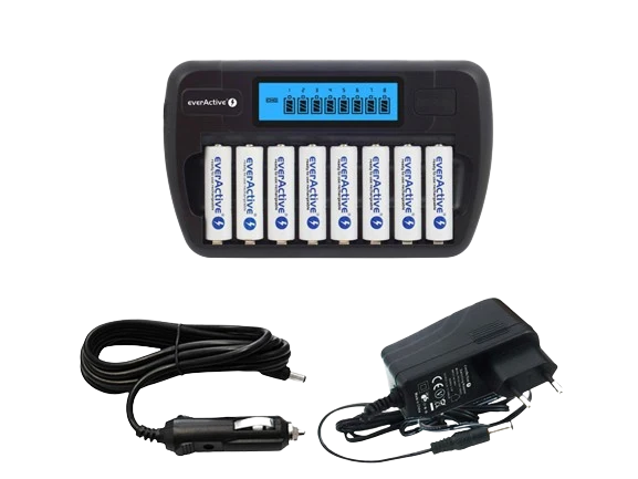 Everactive NC-800 NIMH-/NiCd Ladegerät mit LCD-Display für 1-8 AA/AAA Akkus