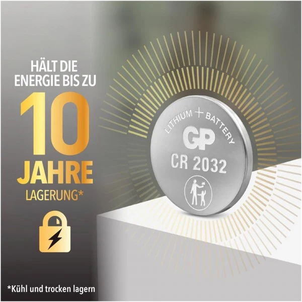 CR2032 GP Lithium Knopfzelle 3V 5 Stück