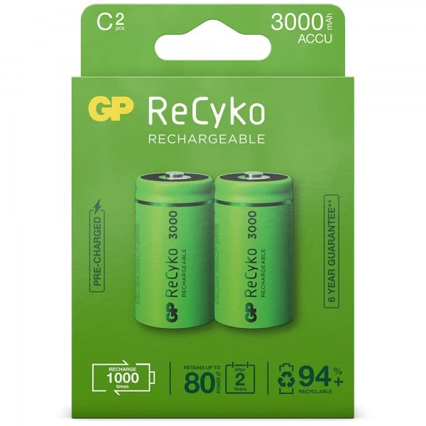 GP Batteries C Baby Akku GP NiMH 3000 mAh ReCyko 1,2V 2 Stück