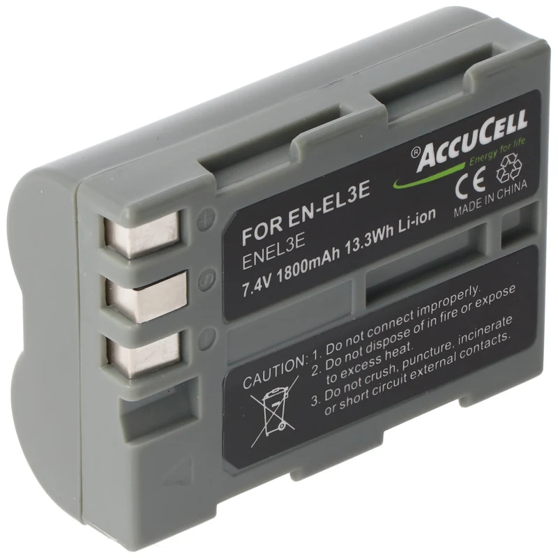 AccuCell Akku passend für Nikon EN-EL3e, D700, 1800mAh, ENEL3e, EN-EL3, EN-EL3a
