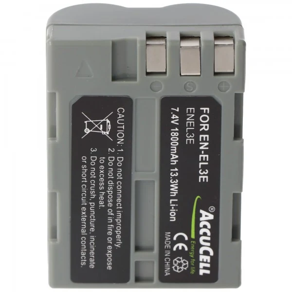 AccuCell Akku passend für Nikon EN-EL3e, D700, 1800mAh, ENEL3e, EN-EL3, EN-EL3a