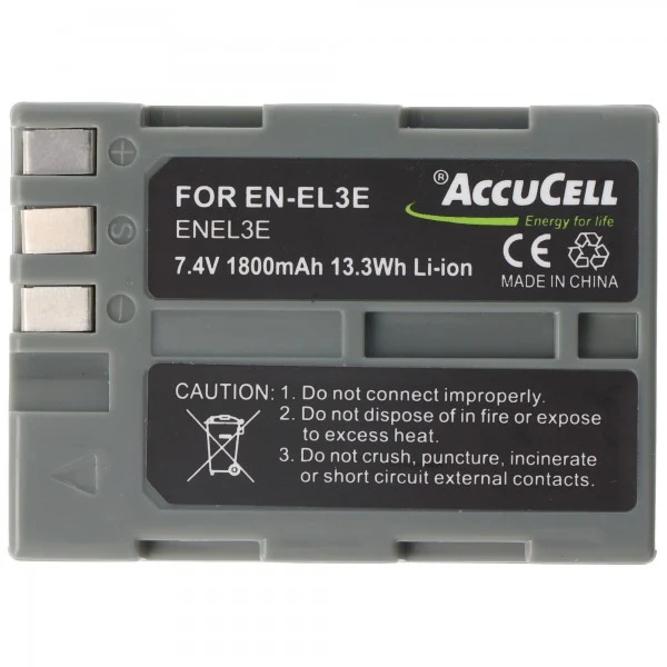 AccuCell Akku passend für Nikon EN-EL3e, D700, 1800mAh, ENEL3e, EN-EL3, EN-EL3a