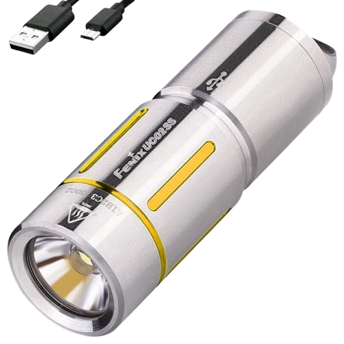 Fenix UC02SS LED schlüsselbundleuchte, mit Akku und Ladekabel, Farbe gold