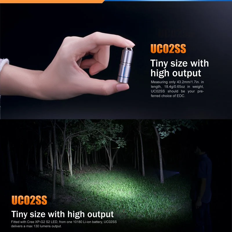 Fenix UC02SS LED schlüsselbundleuchte, mit Akku und Ladekabel