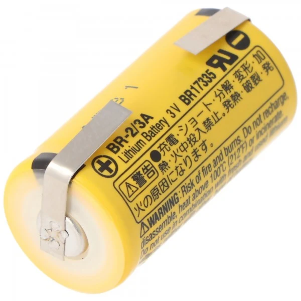 BR-2/3 A Panasonic Lithium Batterie 3,0 Volt mit Lötfahnen in U-Form